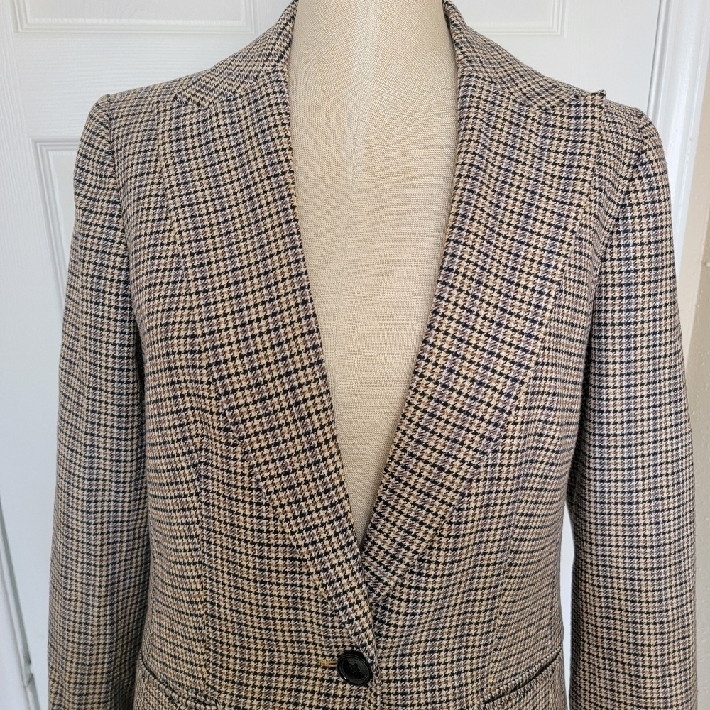 Talbots Plaid Print Brown Blazer Jacket Size 8 - Picture 4 of 15